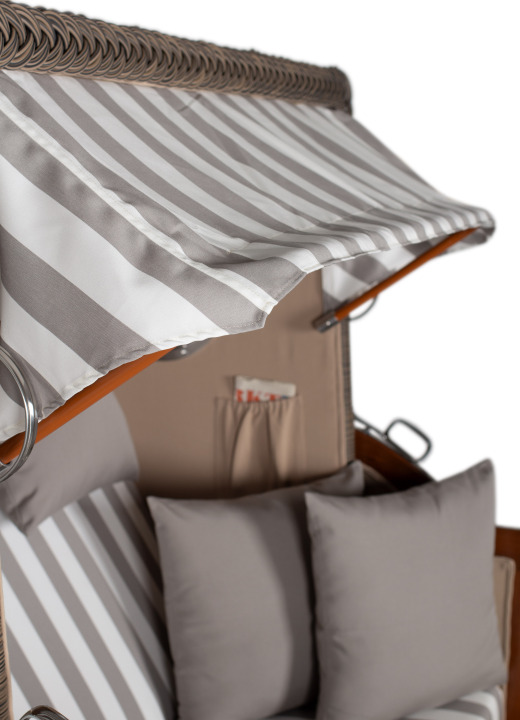 Strandkorb Rantum Bullauge Mahagoni PE Grey Dessin 513 Grau